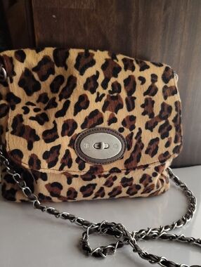 City Streets Leopard Print Crossbody Bag with Chain Strap